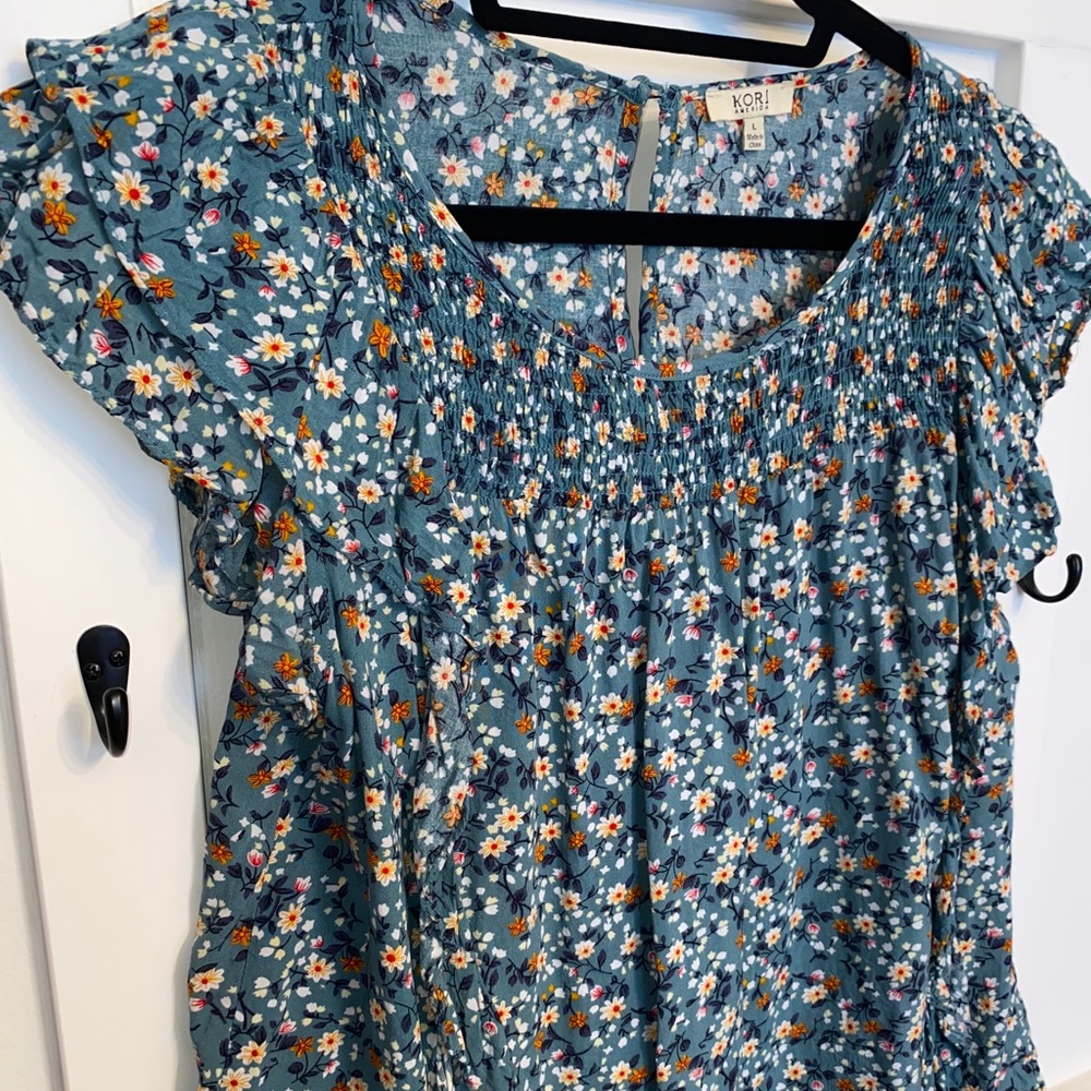 Cascading Ruffles Top In Aqua